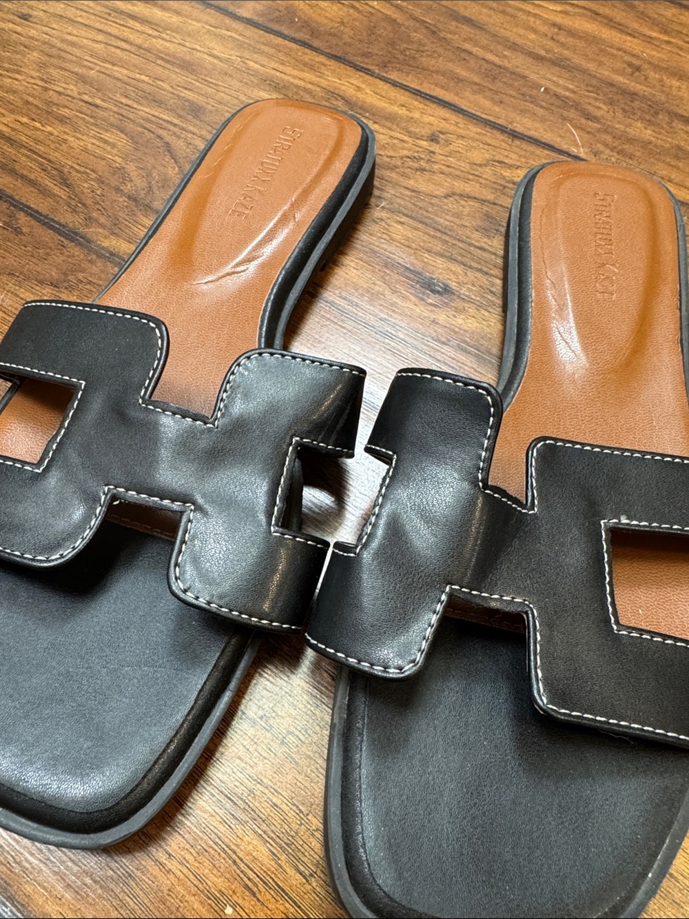 Stratuxx Kaze Black H Cutout Slide Sandals Hermès Oran Inspired Size 8 - Picture 5 of 13
